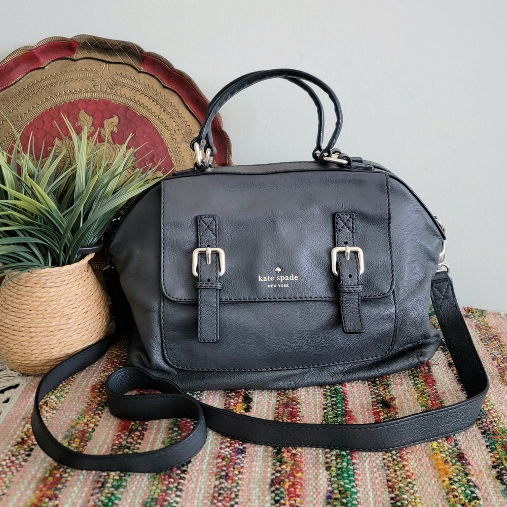 Kate Spade Gray Leather Satchel Bag Convertible Purse